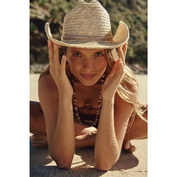Free People Fame Straw Cowboy Hat - Natural OS
